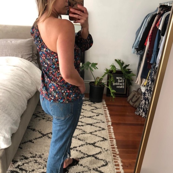 J.Crew Star Print One-Shoulder Blouse • Size 2 • Bow Detail • Off-Shoulder - Picture 8 of 9